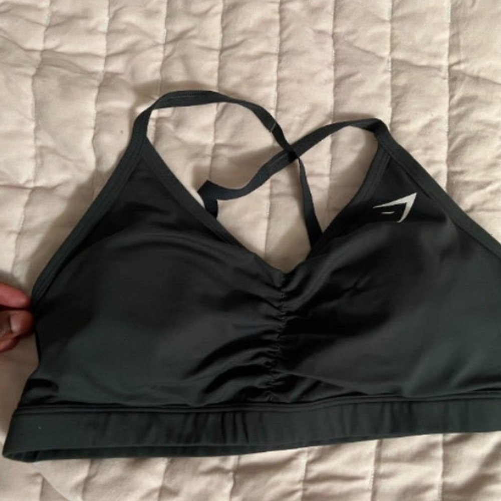 Gymshark Ruched Dark Green Sports Bra